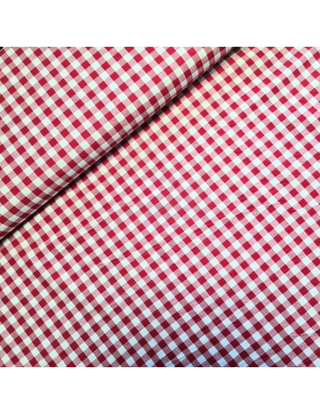 Tissu, Vichy Carreaux Moyens (10x10mm), Rouge et Blanc, Laize 144 cm, 100% Coton 110g/m²