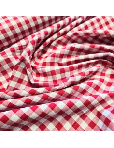 Tissu, Vichy Carreaux Moyens (10x10mm), Rouge et Blanc, Laize 144 cm, 100% Coton 110g/m² 2