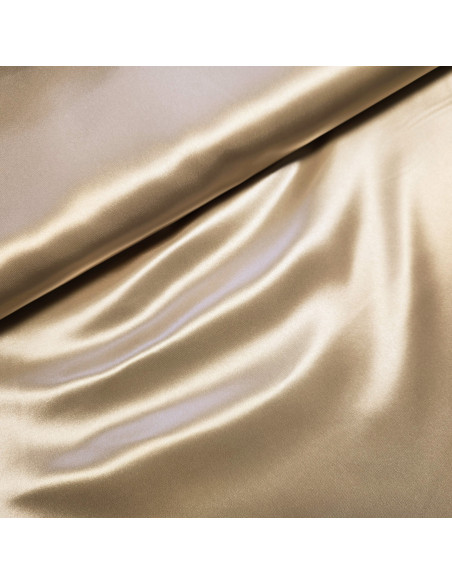 Tissu, Doublure Satin Unie, Champagne, Laize 150 cm, 100% Polyester