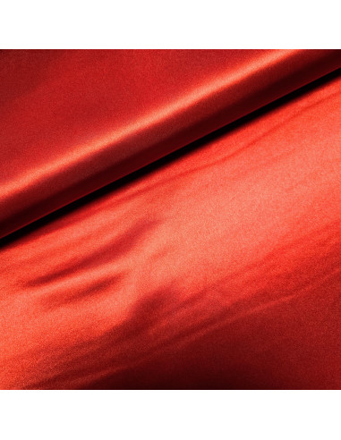 Tissu, Doublure Satin Unie, Rouge Vif, Laize 150 cm, 100% Polyester