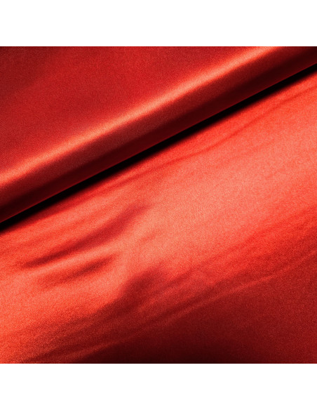 Tissu, Doublure Satin Unie, Rouge Vif, Laize 150 cm, 100% Polyester