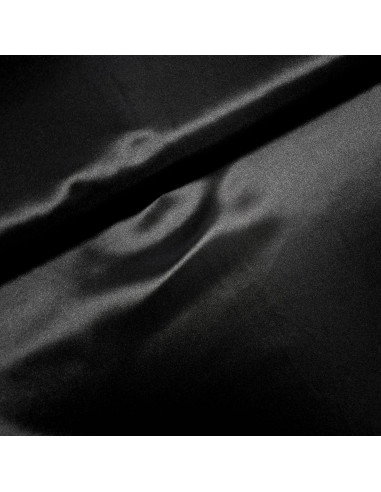 Tissu, Doublure Satin Unie, Noir Intense, Laize 150 cm, 100% Polyester