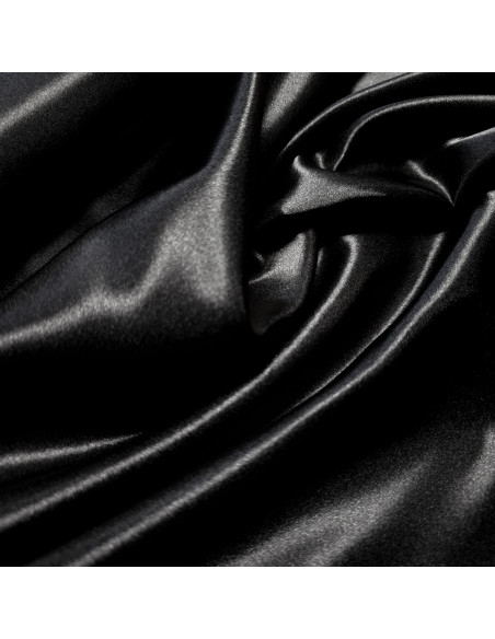 Tissu, Doublure Satin Unie, Noir Intense, Laize 150 cm, 100% Polyester