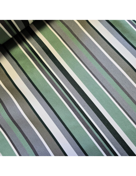 Tissu, Toile Transat Rayures, Vert Cactus, Laize 45 cm, Dralon & Polypropylène Extérieur