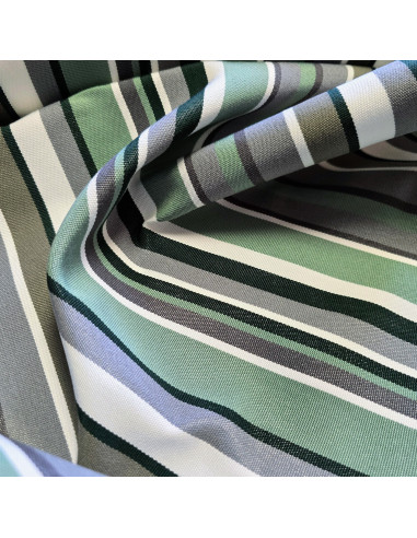 Tissu, Toile Transat Rayures, Vert Cactus, Laize 45 cm, Dralon & Polypropylène Extérieur