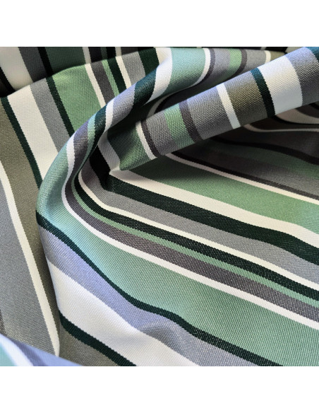 Tissu, Toile Transat Rayures, Vert Cactus, Laize 45 cm, Dralon & Polypropylène Extérieur