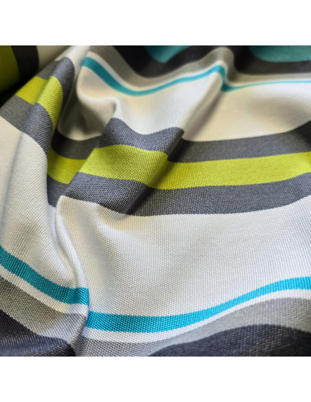 Tissu, Toile Transat Rayures, Bleu Lagon, Laize 45 cm, Dralon & Polypropylène Traité Anti-UV