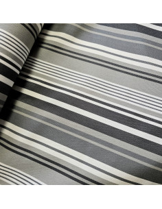 Tissu, Toile Transat Rayures, Gris La Rochelle, Laize 45 cm, Dralon & Polypropylène Extérieur