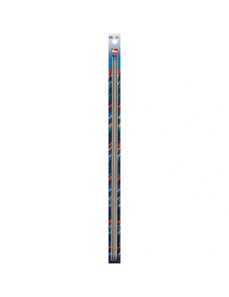 Aiguilles à tricoter à 2 pointes, 40cm, 2,5mm, gris perle