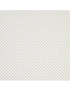Tissu, Cretonne de Coton Pois Dorés, Blanc et Doré, Laize 150 cm, 100% Coton 115g/m²