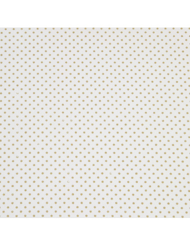 Tissu, Cretonne de Coton Pois Dorés, Blanc et Doré, Laize 150 cm, 100% Coton 115g/m²