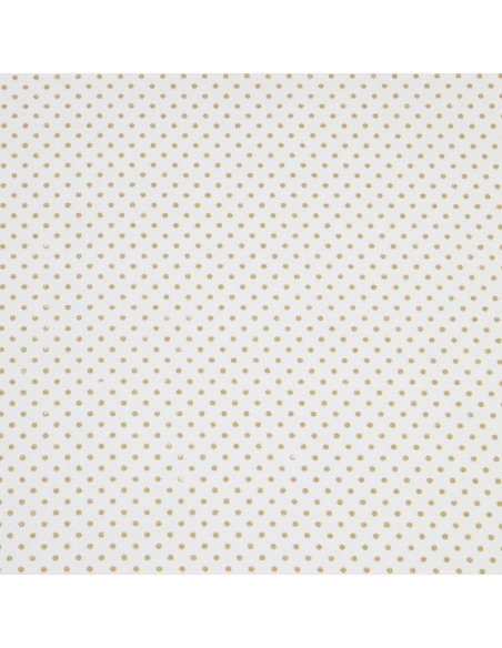 Tissu, Cretonne de Coton Pois Dorés, Blanc et Doré, Laize 150 cm, 100% Coton 115g/m²