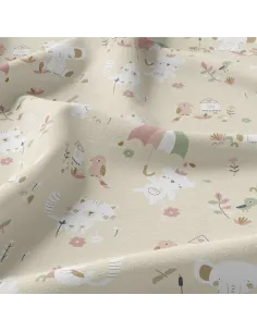 Tissu, Cretonne de Coton Petits Animaux Nubio, Crème, Laize 150 cm, 100% Coton 2