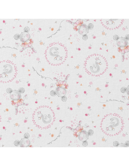 Tissu, Cretonne de Coton Impression Numérique, Lac des Cygnes Multicolore, Laize 150 cm, 100% Coton