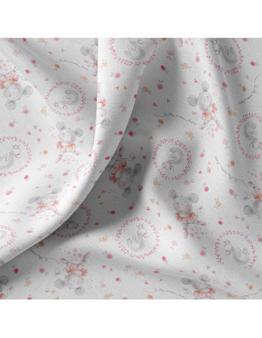 Tissu, Cretonne de Coton Impression Numérique, Lac des Cygnes Multicolore, Laize 150 cm, 100% Coton