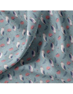 Cretonne de coton, chouette 2