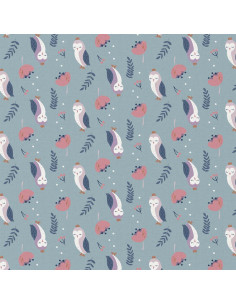 Cretonne de coton, chouette