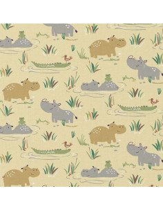 Cretonne de coton, hippopo