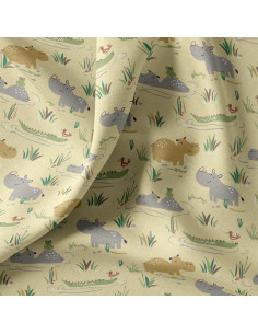 Cretonne de coton, hippopo 2