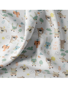 Cretonne de coton, zanimaux rigolos 2