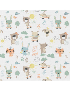 Cretonne de coton, zanimaux rigolos
