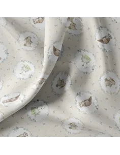 Tissu, Cretonne de Coton, Lapins & Grenouilles Fantaisie, Laize 150 cm, 100% Coton 2