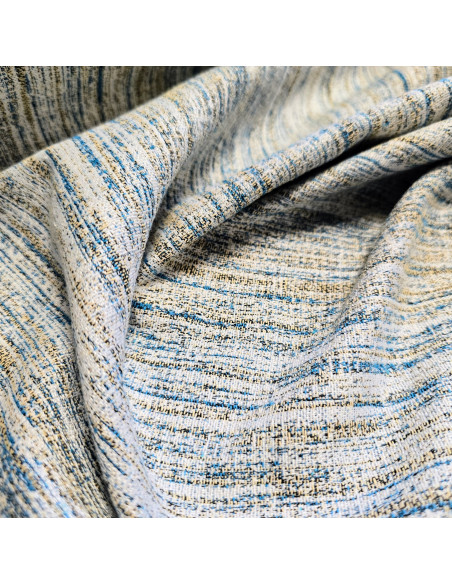 Tissu, Jacquard Gobelin, Motif Rayures, Bleu, Laize 140 cm, 65% Polyester 35% Coton 370g/m²