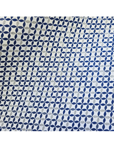 Tissu, Jacquard Géométrique, Bleu Azuline, Laize 140 cm, 69% Polyester 31% Coton 340g/m²