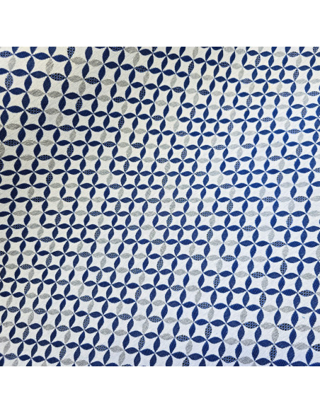 Tissu, Jacquard Géométrique, Bleu Azuline, Laize 140 cm, 69% Polyester 31% Coton 340g/m²