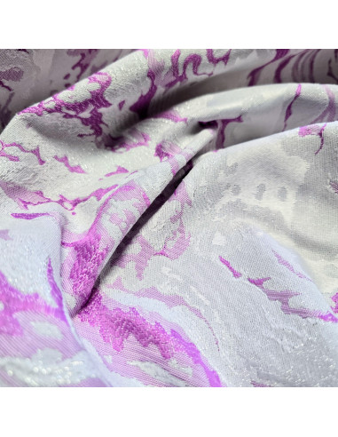 Tissu, Jacquard Lurex Marbré, Mauve, Laize 140 cm, 83% Polyester 17% Coton 290g/m²