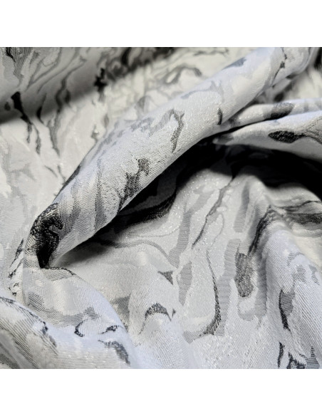 Tissu, Jacquard Lurex Marbré, Gris, Laize 140 cm, 83% Polyester 17% Coton 290g/m²