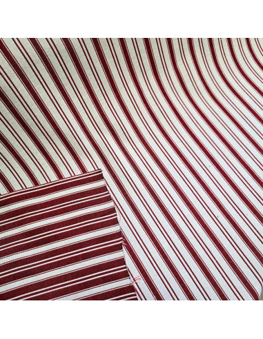 Tissu, Jacquard Toile Matelas Réversible, Rouge, Laize 140 cm, 60% Polyester 40% Coton 330g/m²