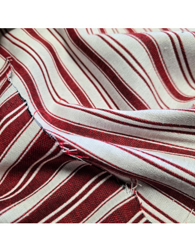 Tissu, Jacquard Toile Matelas Réversible, Rouge, Laize 140 cm, 60% Polyester 40% Coton 330g/m²