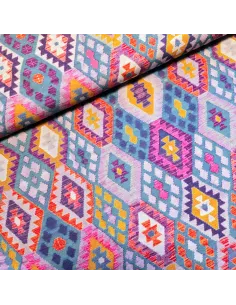 Tissu, Viscose Imprimée Géométrique, Multicolore, Laize 140 cm, 100% Viscose 154g/m²