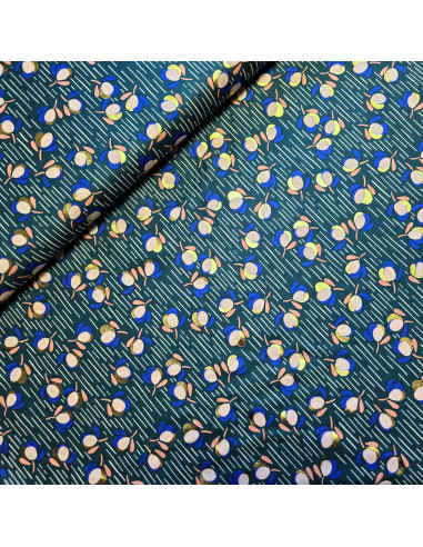 Tissu, Viscose Imprimée Fleurs Lurex, Multicolore, Laize 142 cm, 100% Viscose 156g/ml