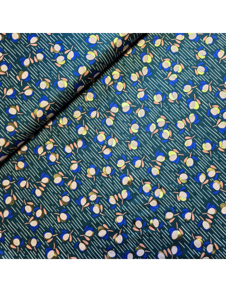 Tissu, Viscose Imprimée Fleurs Lurex, Multicolore, Laize 142 cm, 100% Viscose 156g/ml
