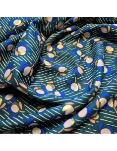 Tissu, Viscose Imprimée Fleurs Lurex, Multicolore, Laize 142 cm, 100% Viscose 156g/ml 2