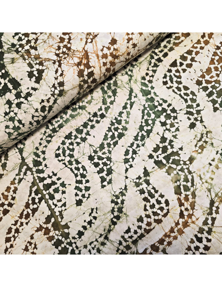 Tissu, Batik Coton Ngadas, Vert, Laize 140 cm, 100% Coton 103g/ml