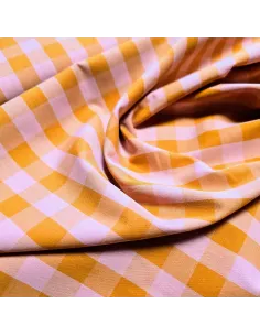 Tissu, Vichy Grands Carreaux, Orange / Rose, Laize 145 cm, 100% Coton 167g/m² 2