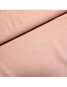 Tissu, Rayures Fines Gaufrées, Orange et Blanc, Laize 145 cm, 50% Coton 50% Polyester 159.5g/ml