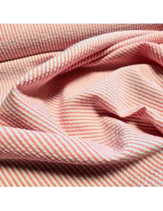 Tissu, Rayures Fines Gaufrées, Orange et Blanc, Laize 145 cm, 50% Coton 50% Polyester 159.5g/ml 2