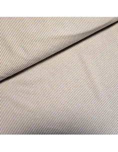 Tissu, Rayures Fines Gaufrées, Beige et Blanc, Laize 145 cm, 50% Coton 50% Polyester 110g/m²