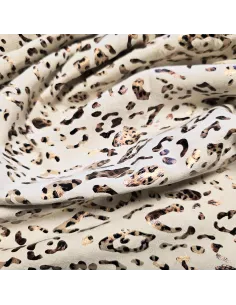 Tissu, Viscose Lin Imprimé Léopard Lurex, Noir Bronze sur Naturel, Laize 130 cm, 85% Viscose 15% Lin 169g/ml 2