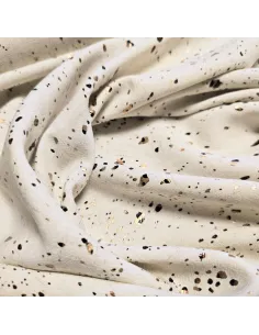 Tissu, Viscose Lin Tacheté Lurex, Noir Bronze sur Naturel, Laize 130 cm, 85% Viscose 15% Lin 169g/ml 2