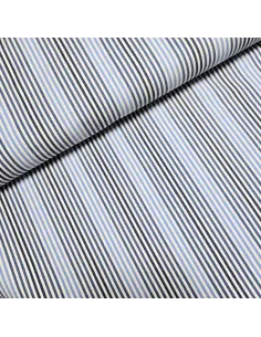 Tissu, Sergé Épais Rayures Dégradées, Bleu, Laize 140 cm, Polyester Coton Élasthanne