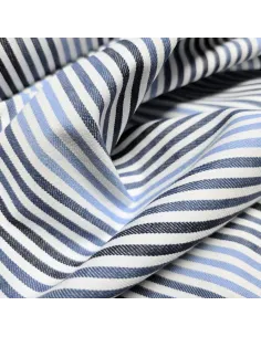 Tissu, Sergé Épais Rayures Dégradées, Bleu, Laize 140 cm, Polyester Coton Élasthanne 2