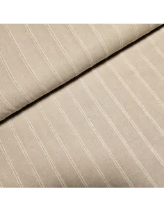 Tissu, Mélange Viscose Lin Rayé Lurex, Naturel Blanc Doré, Laize 140 cm, 75% Viscose 15% Lin 8% Coton 2% Lurex
