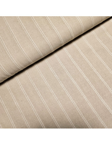 Tissu, Mélange Viscose Lin Rayé Lurex, Naturel Blanc Doré, Laize 140 cm, 75% Viscose 15% Lin 8% Coton 2% Lurex
