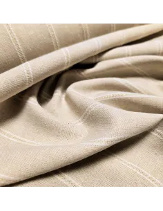 Tissu, Mélange Viscose Lin Rayé Lurex, Naturel Blanc Doré, Laize 140 cm, 75% Viscose 15% Lin 8% Coton 2% Lurex 2
