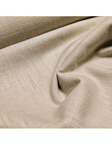 Tissu, Lin Lavé Uni, Beige Naturel, Laize 140 cm, 100% Lin 322g/ml
